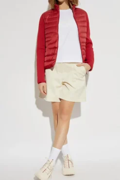 Moncler CZERWONY Kardigan z puchową wstawką