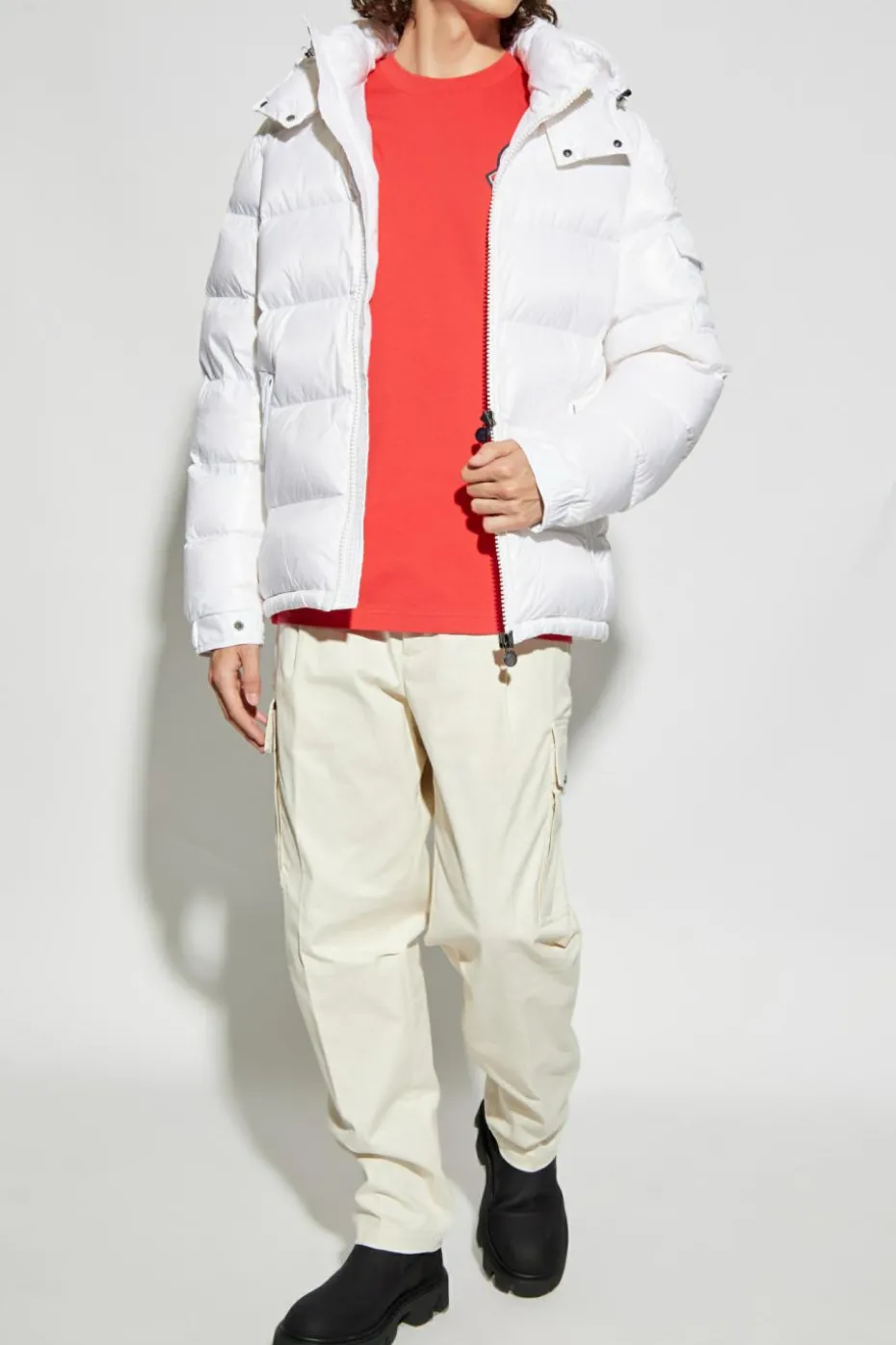 Moncler CZERWONY T-shirt z nadrukowanym logo