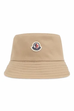 Moncler Enfant beżowy Bawełniany kapelusz z logo