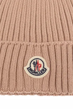 Moncler Enfant beżowy Czapka z naszywką z logo