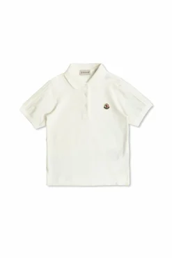 Moncler Enfant BIAŁY Bawełniane polo z naszywką z logo