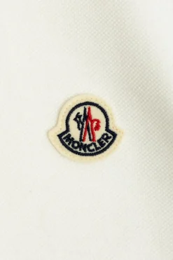 Moncler Enfant BIAŁY Bawełniane polo z naszywką z logo