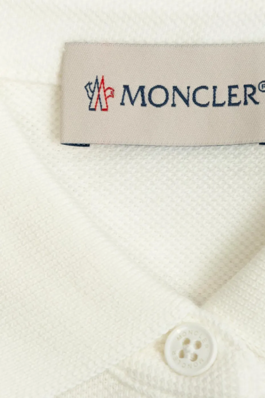 Moncler Enfant BIAŁY Bawełniane polo z naszywką z logo