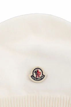 Moncler Enfant BIAŁY Kaszmirowa czapka