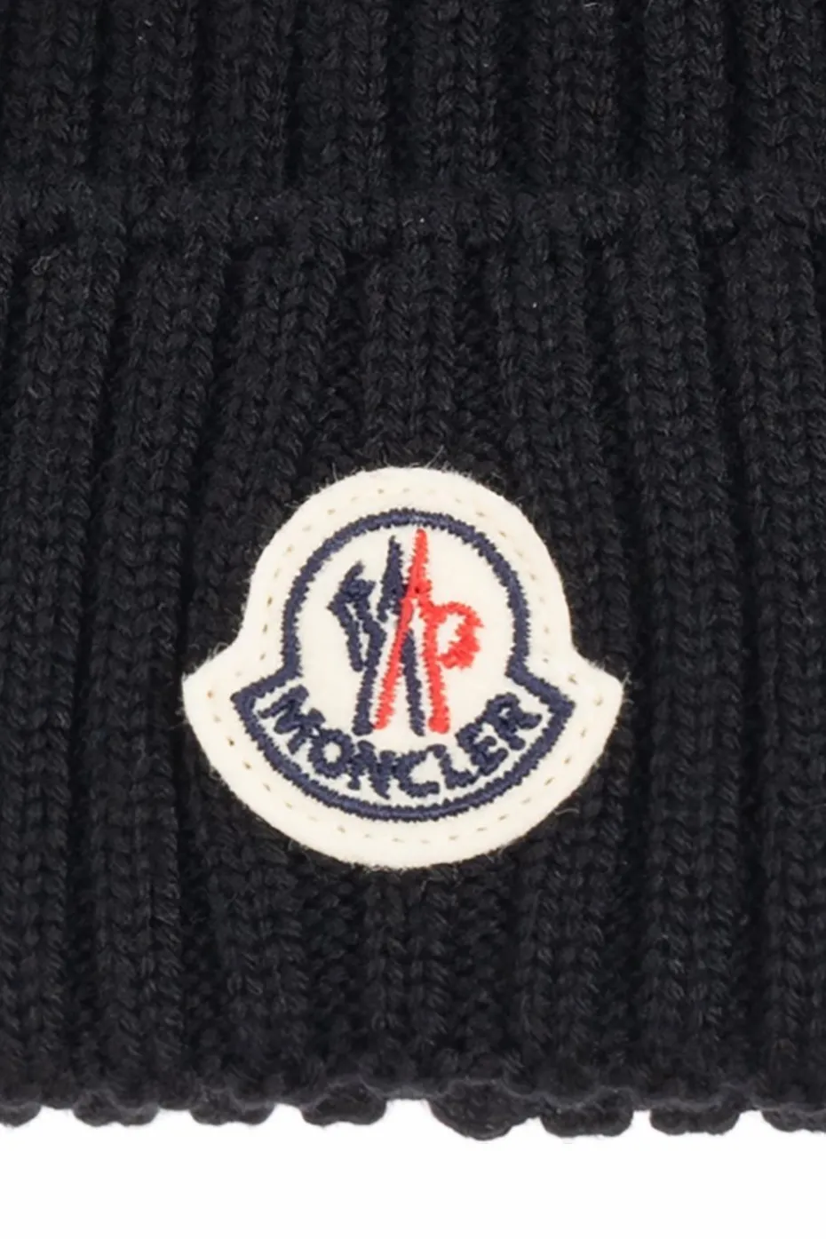 Moncler Enfant CZARNY Czapka z naszywką z logo