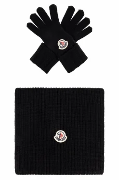 Moncler Enfant CZARNY Komplet: szal i rękawice