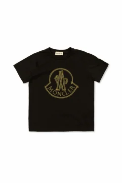 Moncler Enfant CZARNY T-shirt z nadrukowanym logo
