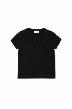 Moncler Enfant CZARNY T-shirt z wyszytym logo