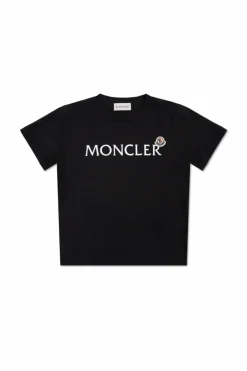 Moncler Enfant CZARNY T-shirt z logo