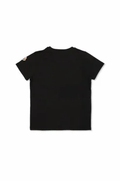 Moncler Enfant CZARNY T-shirt z cekinowym logo