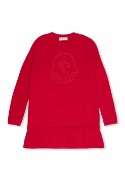 Moncler Enfant CZERWONY Wełniana sukienka
