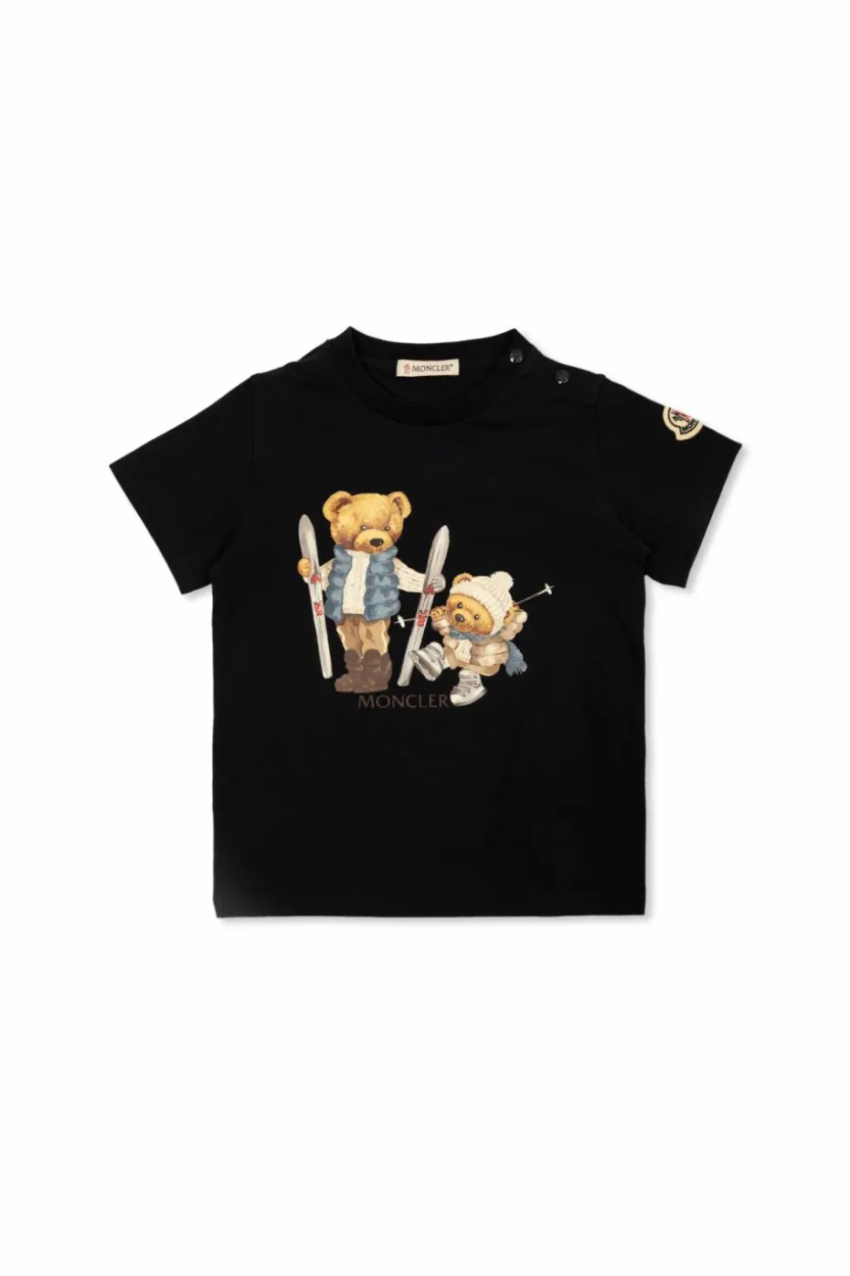 Moncler Enfant GRANATOWY T-shirt z kolorowym nadrukiem