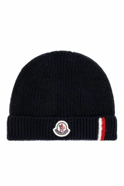 Moncler Enfant GRANATOWY Wełniana czapka