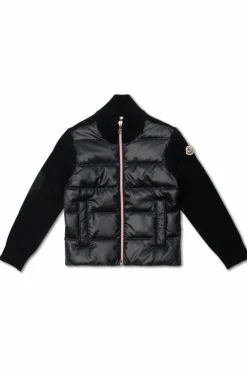 Moncler Enfant GRANATOWY Kardigan z pikowaną wstawką