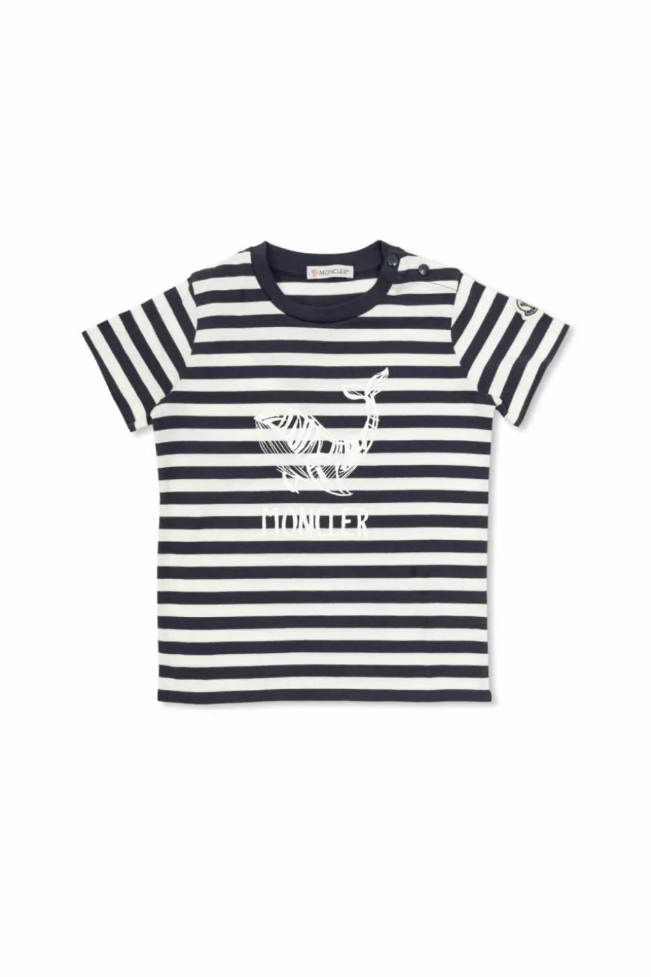 Moncler Enfant GRANATOWY T-shirt ze wzorem w pasy