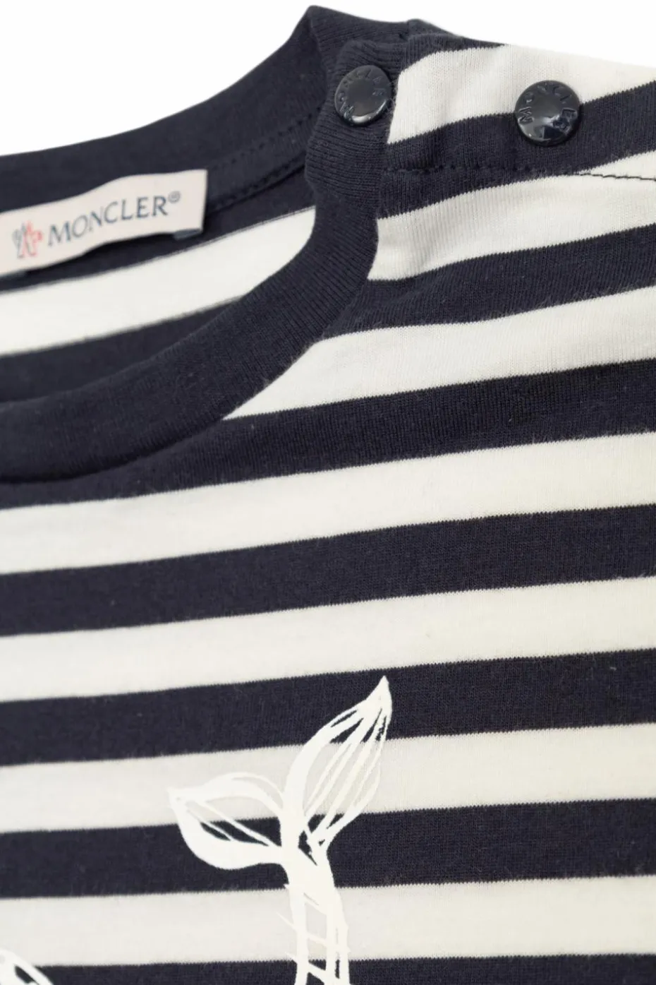 Moncler Enfant GRANATOWY T-shirt ze wzorem w pasy