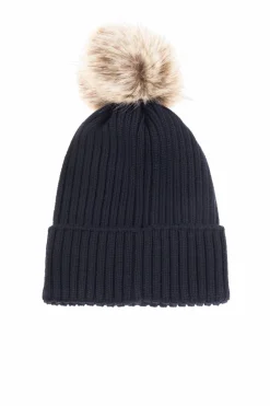 Moncler Enfant GRANATOWY Czapka z pomponem