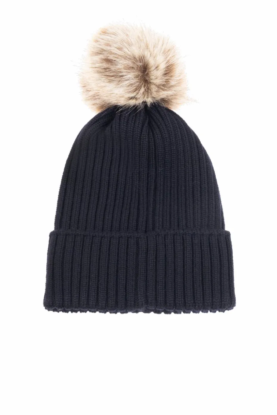 Moncler Enfant GRANATOWY Czapka z pomponem