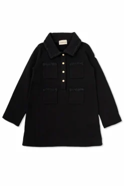 Moncler Enfant GRANATOWY Bawełniana sukienka z kieszeiami