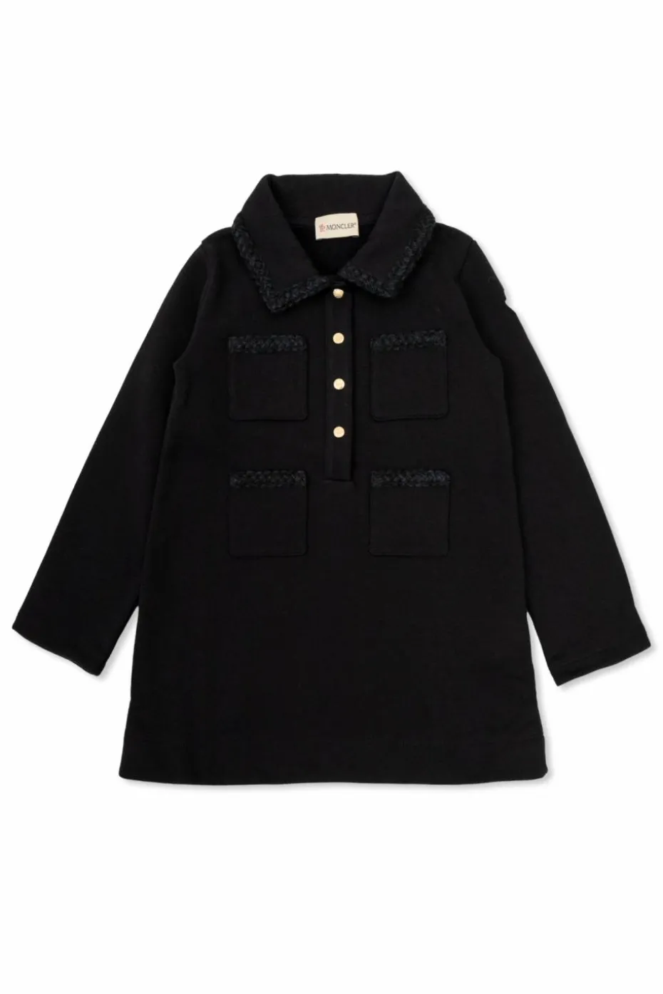 Moncler Enfant GRANATOWY Bawełniana sukienka z kieszeiami