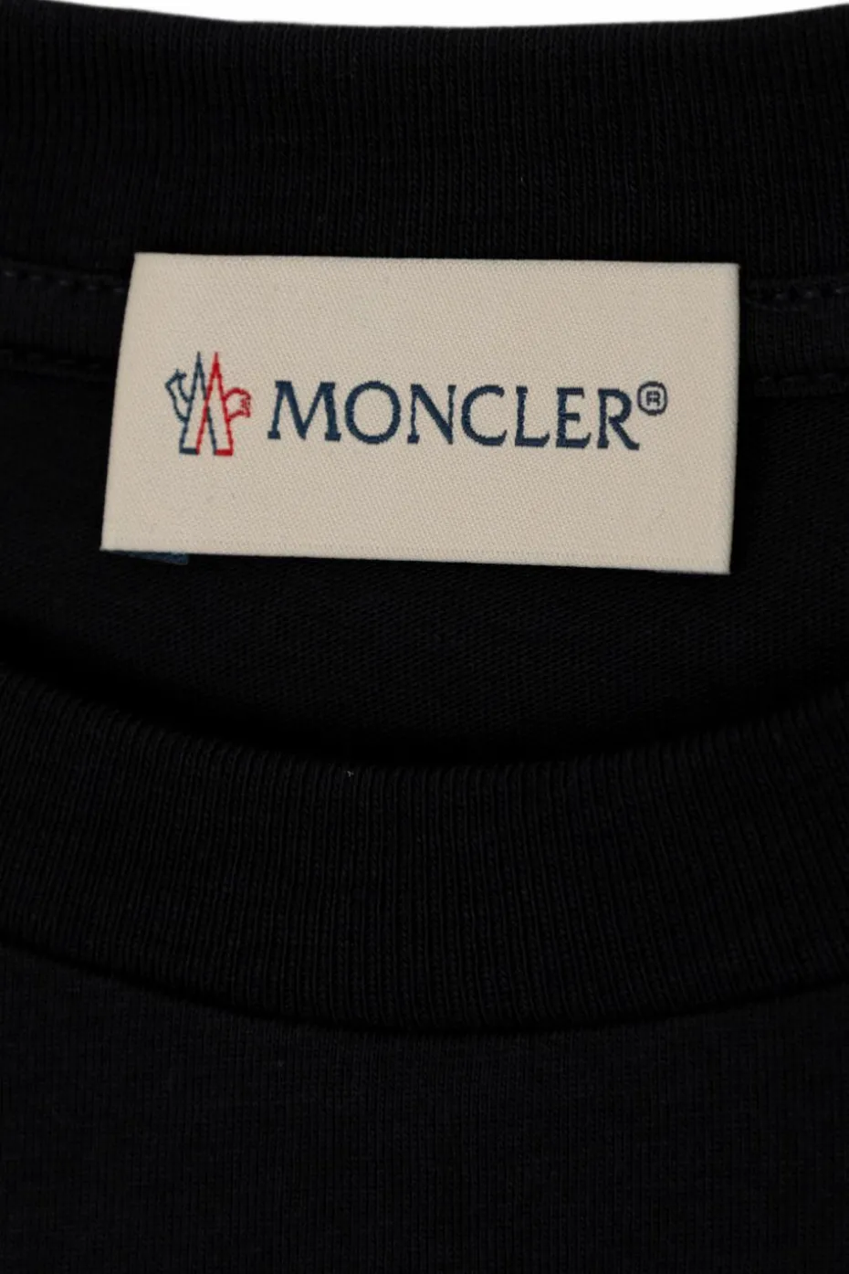Moncler Enfant GRANATOWY T-shirt z logo