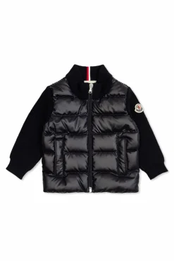 Moncler Enfant GRANATOWY Kardigan z pikowaną wstawką