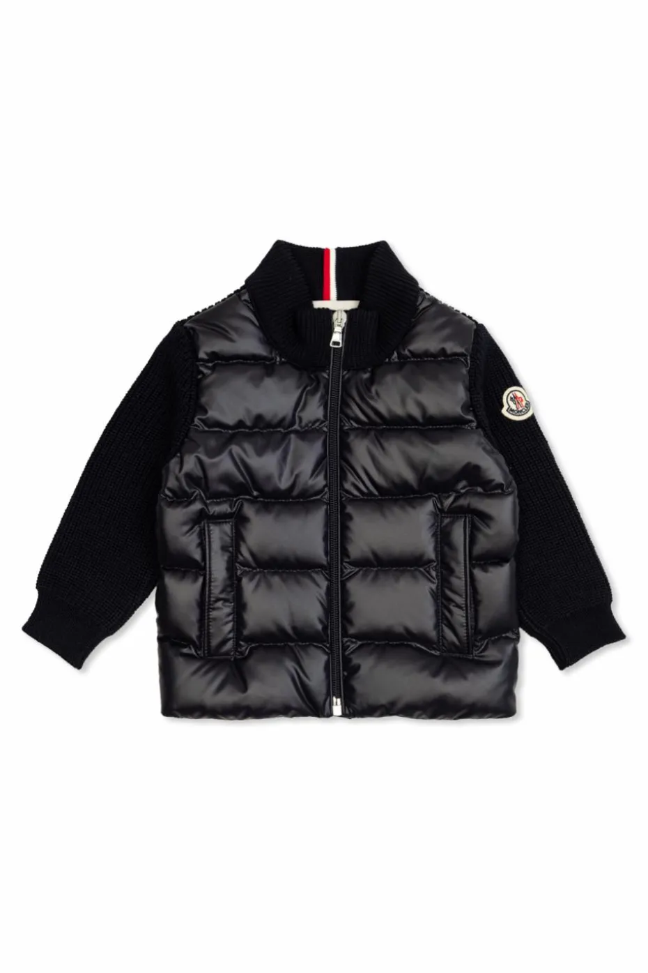 Moncler Enfant GRANATOWY Kardigan z pikowaną wstawką