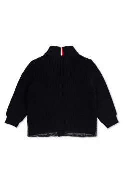 Moncler Enfant GRANATOWY Kardigan z pikowaną wstawką