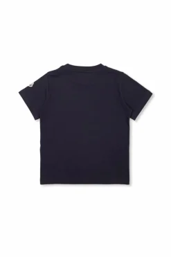 Moncler Enfant GRANATOWY Bawełniany t-shirt z logo