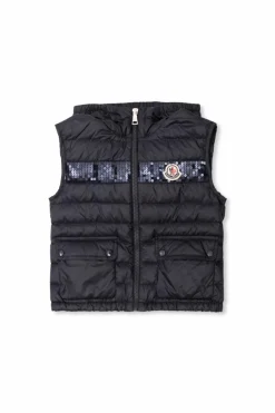 Moncler Enfant GRANATOWY Kamizelka z kapturem