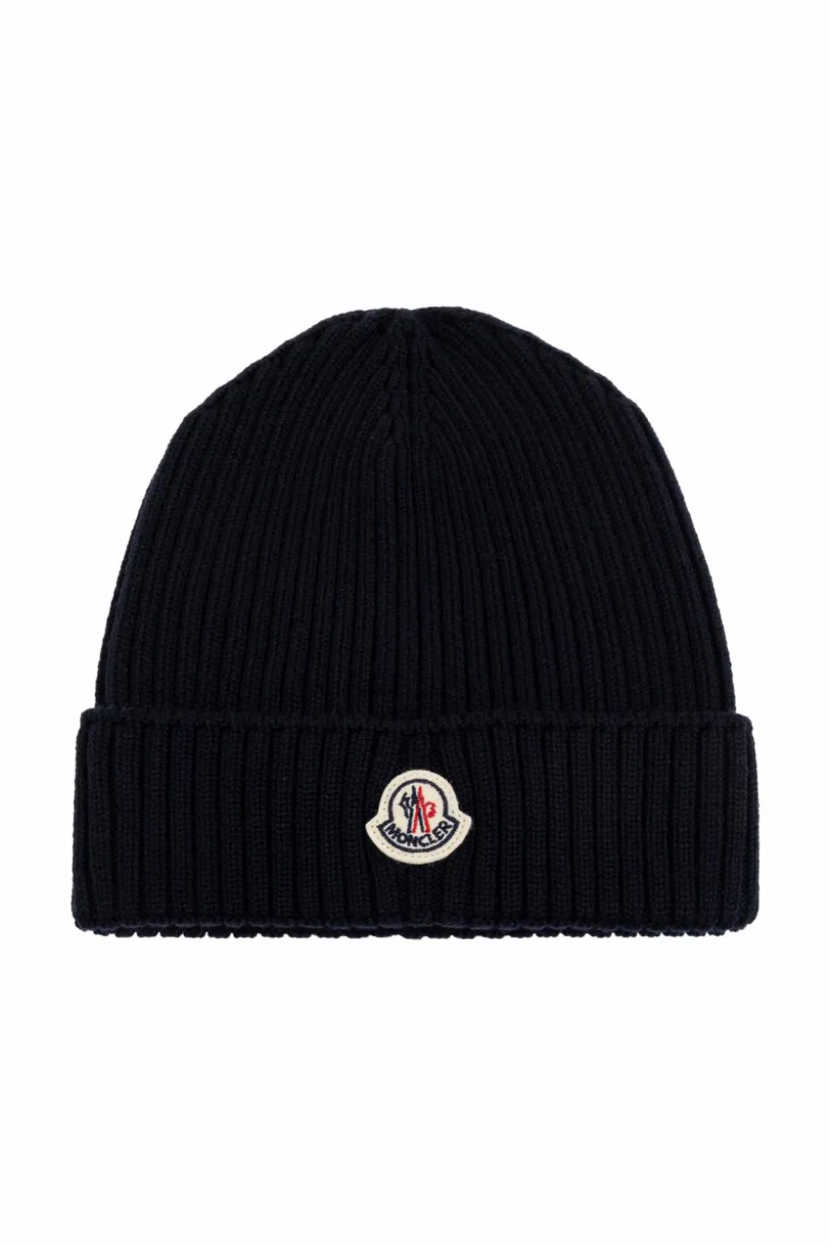 Moncler Enfant GRANATOWY Czapka z naszywką z logo