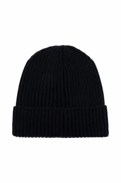 Moncler Enfant GRANATOWY Czapka z naszywką z logo