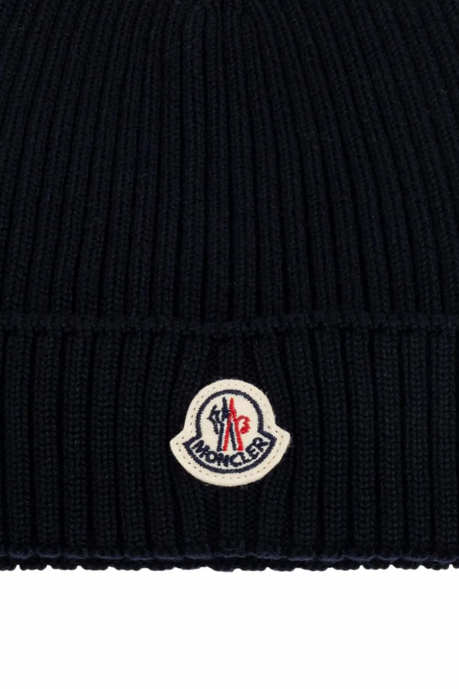 Moncler Enfant GRANATOWY Czapka z naszywką z logo