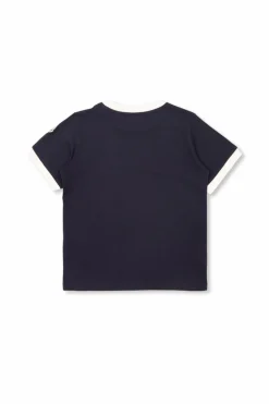 Moncler Enfant GRANATOWY Bawełniany t-shirt z logo