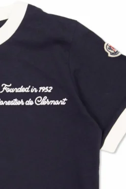 Moncler Enfant GRANATOWY Bawełniany t-shirt z logo