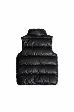 Moncler Enfant GRANATOWY Puchowa kamizelka z naszywką z logo
