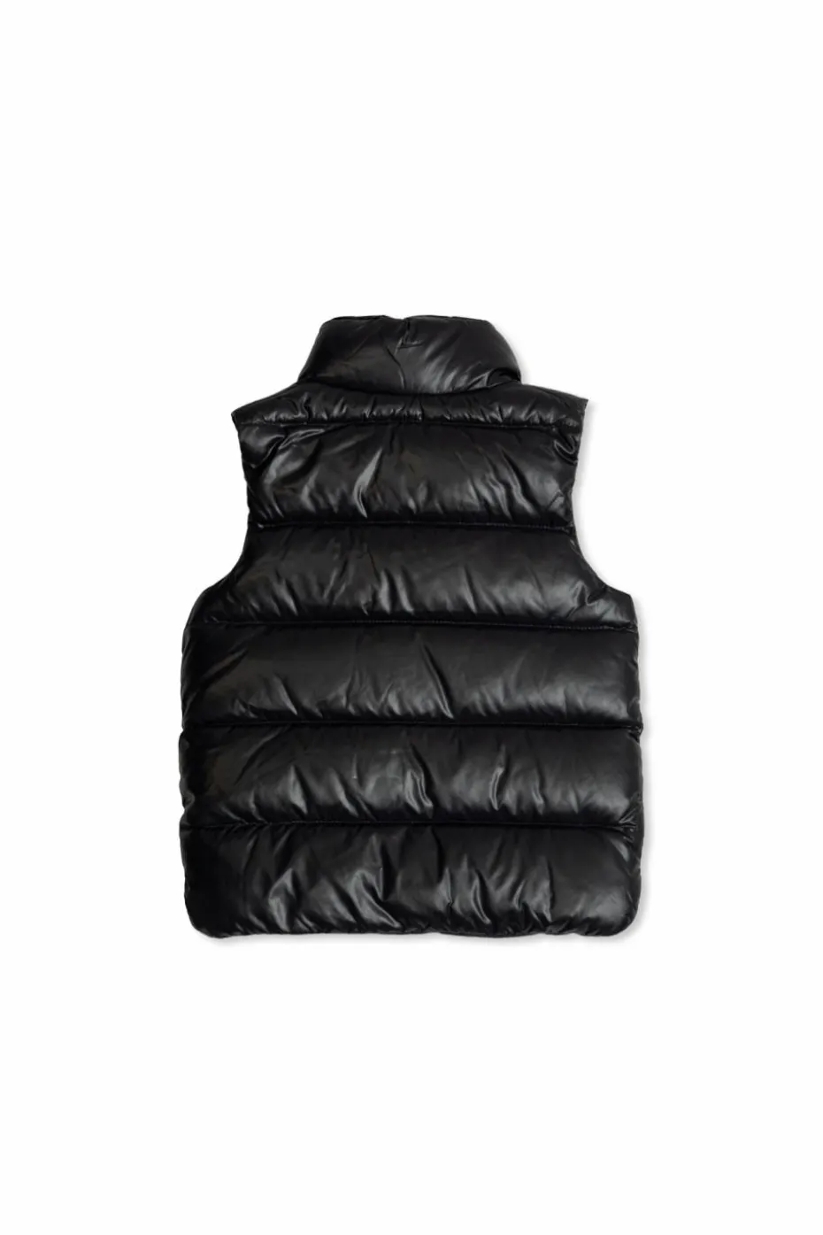Moncler Enfant GRANATOWY Puchowa kamizelka z naszywką z logo
