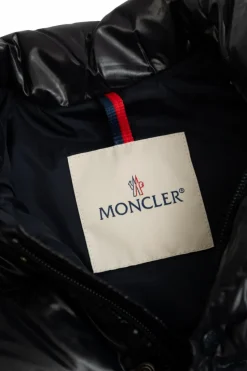 Moncler Enfant GRANATOWY Puchowa kamizelka z naszywką z logo