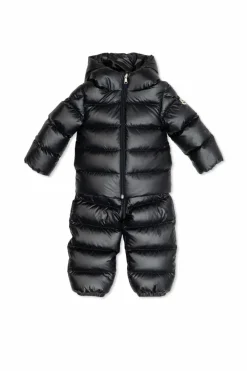 Moncler Enfant GRANATOWY Puchowy komplet: kurtka i spodnie na szelkach