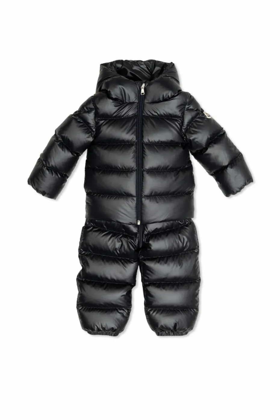 Moncler Enfant GRANATOWY Puchowy komplet: kurtka i spodnie na szelkach