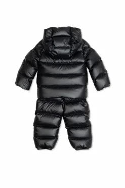 Moncler Enfant GRANATOWY Puchowy komplet: kurtka i spodnie na szelkach