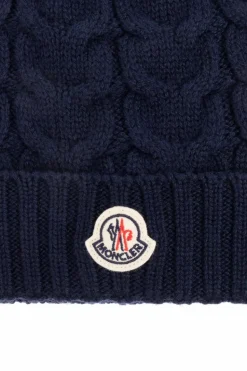 Moncler Enfant GRANATOWY Wełniana czapka