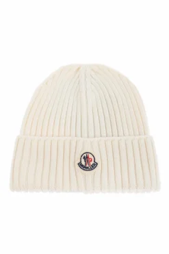 Moncler Enfant kremowy Czapka z naszywką z logo