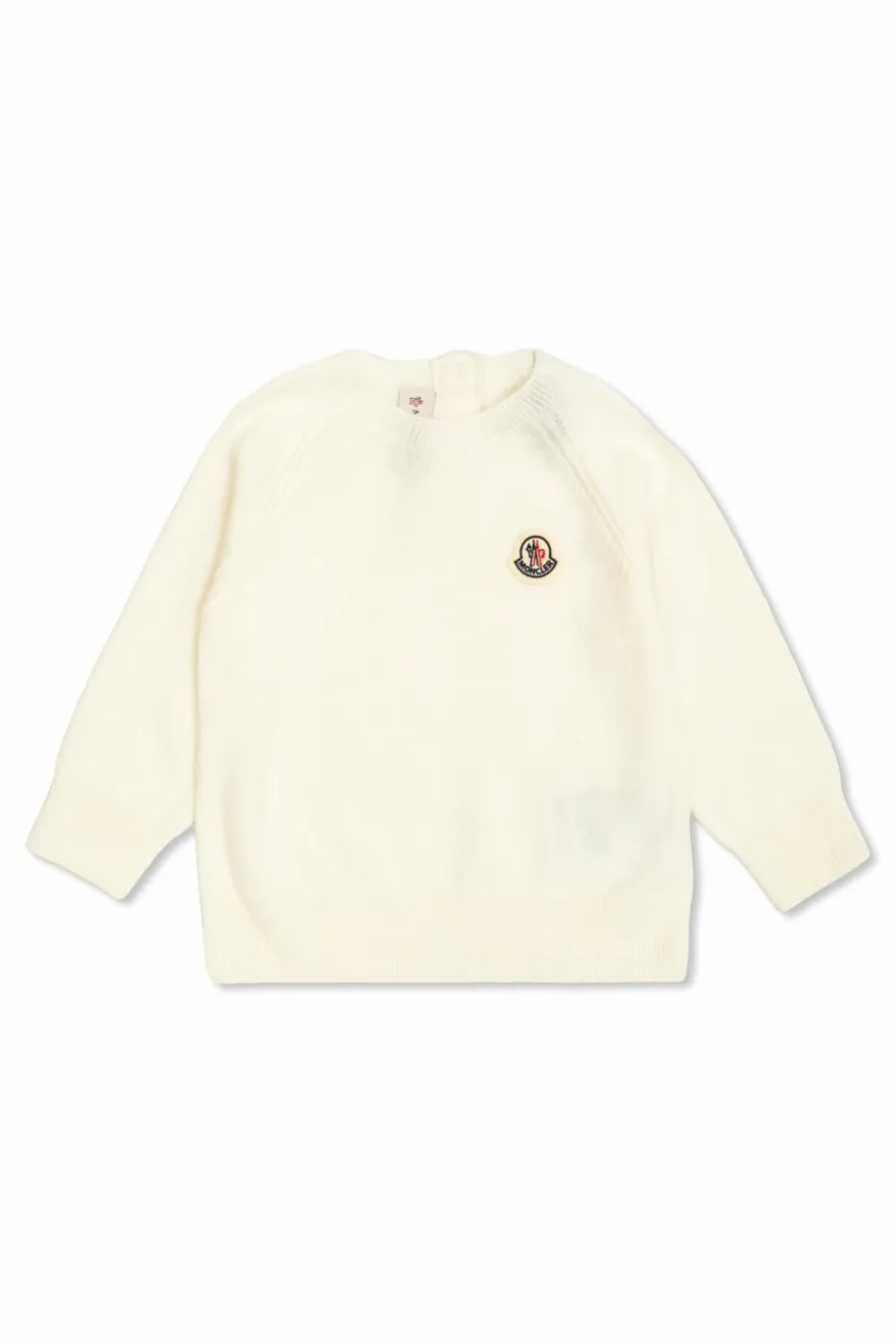 Moncler Enfant kremowy Kaszmirowy sweter z naszywką z logo