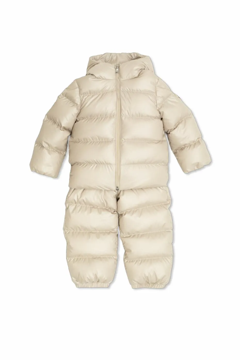 Moncler Enfant kremowy Komplet puchowy: kurtka i spodnie na szelkach