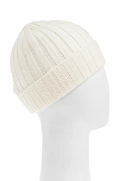 Moncler Enfant kremowy Wełniana czapka z naszywką z logo