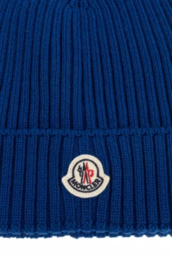 Moncler Enfant NIEBIESKI Czapka z naszywką z logo