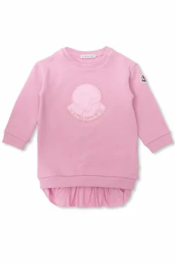 Moncler Enfant RÓŻOWY Bawełniana sukienka