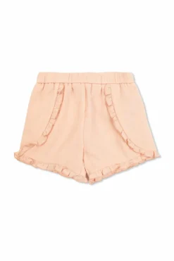 Moncler Enfant RÓŻOWY Bawełniane szorty z falbanami