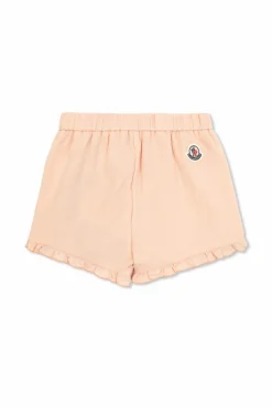 Moncler Enfant RÓŻOWY Bawełniane szorty z falbanami